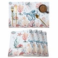 thumbnail image 1 of Octopus Coastal Placemats Set of 8, Summer Beach Ocean Shell Jellyfish Starfish Placemats for Dining Table, Place Mats for Kitchen Tabletop, Waterproof Wipeable Dining Table Mats Set, 1 of 9