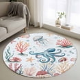 thumbnail image 1 of Octopus Coastal Round Area Rug 3Ft Washable Small Circle Rugs for Kitchen Entryway, Summer Beach Ocean Shell Jellyfish Starfish Non-Slip Carpet Floor Mats Indoor Outdoor Carpet Runner Home Decor, 1 of 8