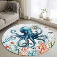 thumbnail image 1 of Octopus Coastal Round Rug 3ft Washable Circle Entryway Rugs Non Slip Summer Beach Ocean Coral Starfish Area Rug Indoor Floor Carpet for Bedroom Kitchen Living Room Home Office Dining Room Nursery, 1 of 8