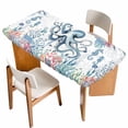 thumbnail image 1 of Octopus Coastal Table Cloths for 5 Foot Rectangle Tables, Beach Nautical Ocean Coral Seahorse Vintage Patio Waterproof Elastic Fitted Tablecloths, Washable Rectangular Table Cover for Camping, 1 of 8