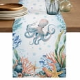 thumbnail image 1 of Octopus Coastal Table Runner 48 Inches, Summer Nautical Starfish Coral Ocean Bed Runner Dresser Scarves Tabletop for Indoor Outdoor Parties/Ceremony/Banquet, 13" x 48", 1 of 8