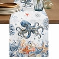 thumbnail image 1 of Octopus Coastal Table Runner 72 Inches, Summer Beach Coral Starfish Ocean Bed Runner Dresser Scarves Tabletop for Indoor Outdoor Parties/Ceremony/Banquet, 14" x 72", 1 of 9
