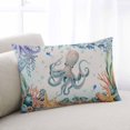 thumbnail image 1 of Octopus Coastal Throw Pillow Covers, Summer Nautical Starfish Coral Beige Soft Breathable Pillow Cases with Invisible Zipper for Sleeping, King Size Pillowcases for Couch Bed Sofa Chair 20x36 Inches, 1 of 9