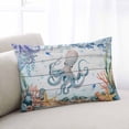 thumbnail image 1 of Octopus Coastal Throw Pillow Covers, Summer Nautical Starfish Coral Grey Wooden Soft Breathable Pillow Cases with Invisible Zipper, King Size Pillowcases for Couch Bed Sofa Chair 20x36 Inches, 1 of 9
