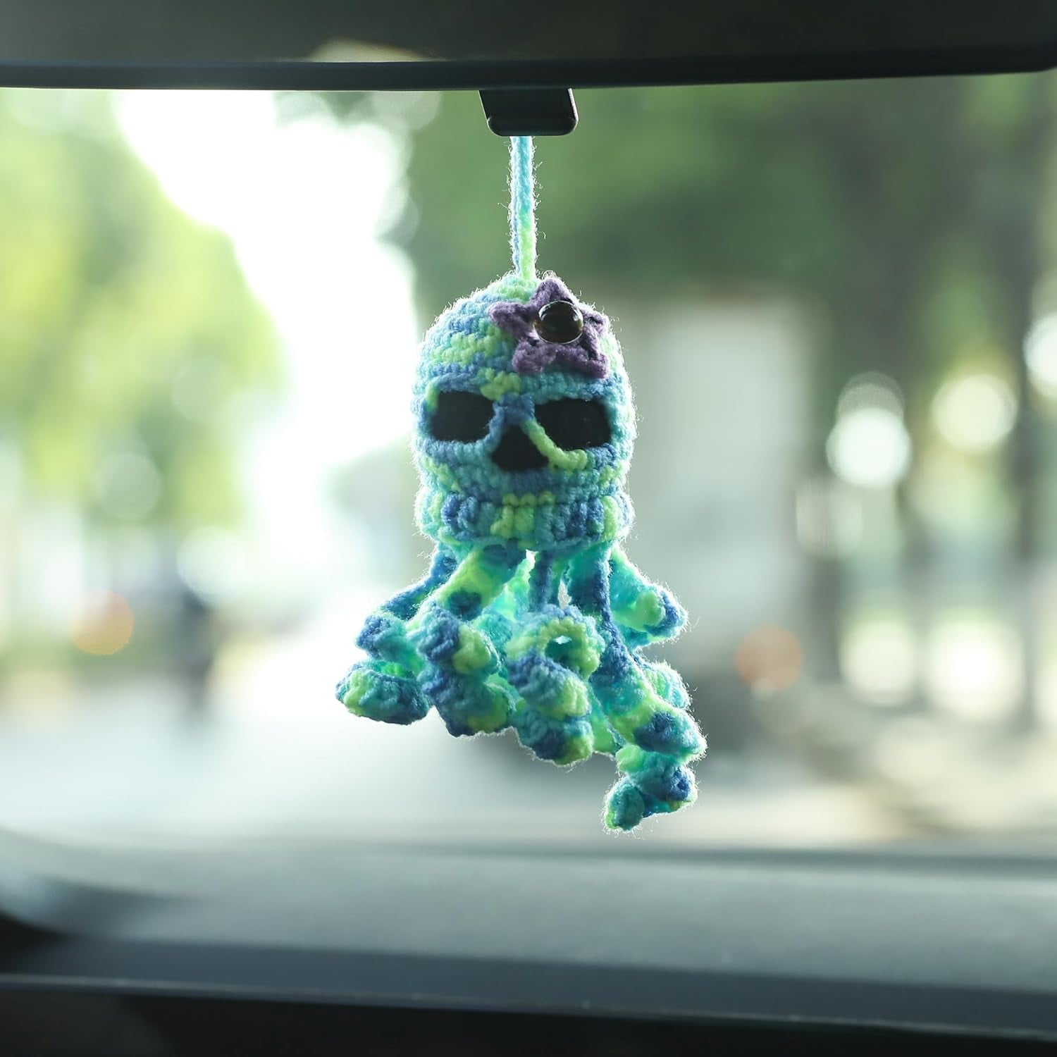 Octopus Crochet Car Mirror Hanging Decor Handmade Knitted Rear View ...