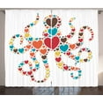 thumbnail image 1 of Ambesonne Octopus Curtains 2 Panel Set, Shape with Hearts Love, 108" x 108", Multicolor, 1 of 3