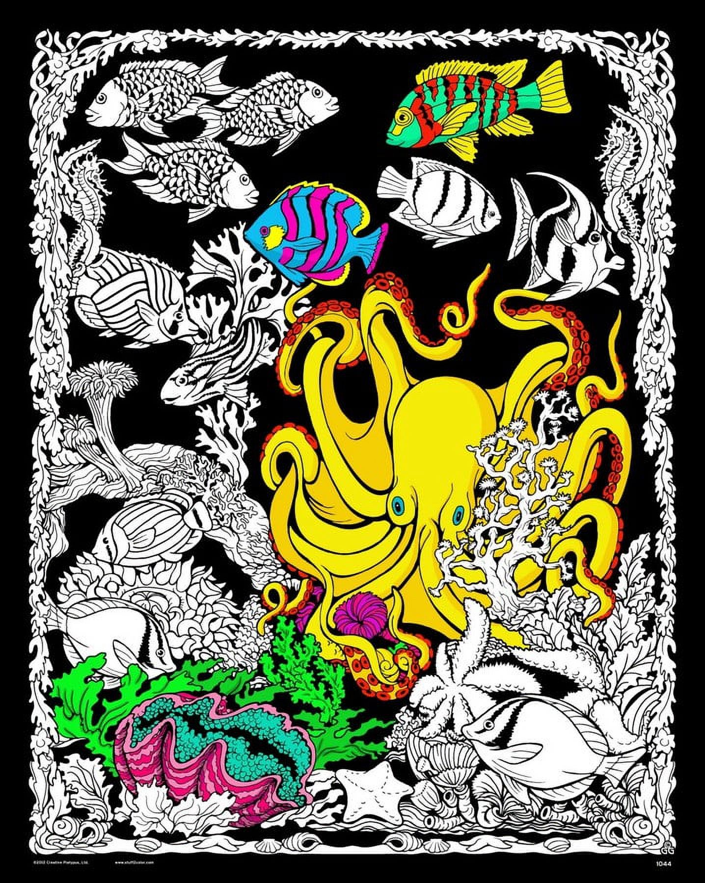 Octopus Den - Fuzzy Velvet Coloring Poster 16x20 Inches 