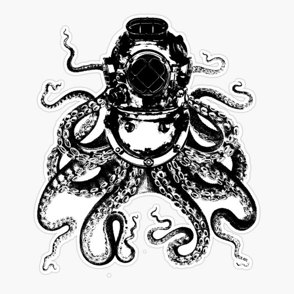 Octopus Diving Helmet Ocean Sticker