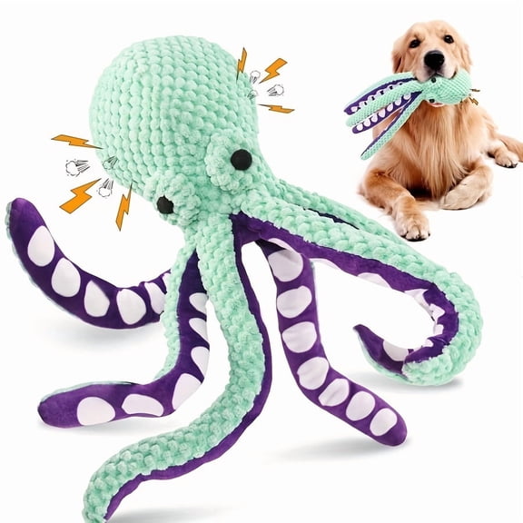 Octopus Dog Toy for Large Dogs – Interactive Squeaky Plush Chew Toy with Durable Anti-Tear Fabric, Indoor Pet Entertainment & Boredom Relief, 12-Inch