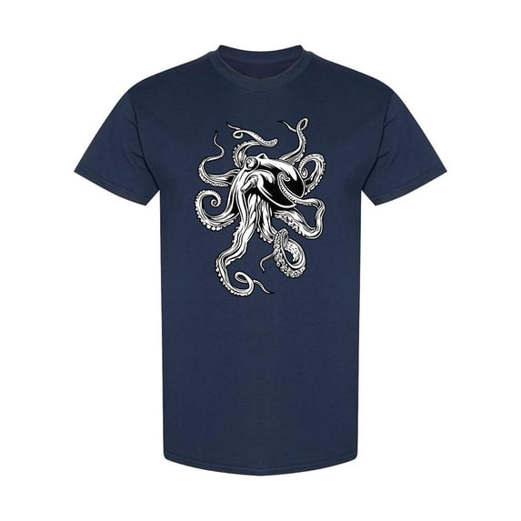 Octopus Drawing Design T-Shirt Men -Image by Shutterstock, Male Large