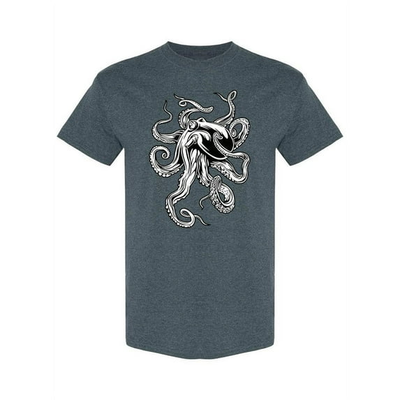 Octopus Drawing Design T-Shirt Men -Image by Shutterstock, Male Large
