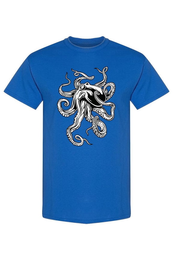 Octopus Drawing Design T-Shirt Men -Image by Shutterstock, Male Medium