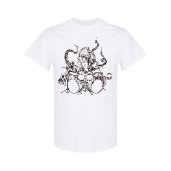 Octopus Drummer T-Shirt Men -Image by Shutterstock, Male XX-Large