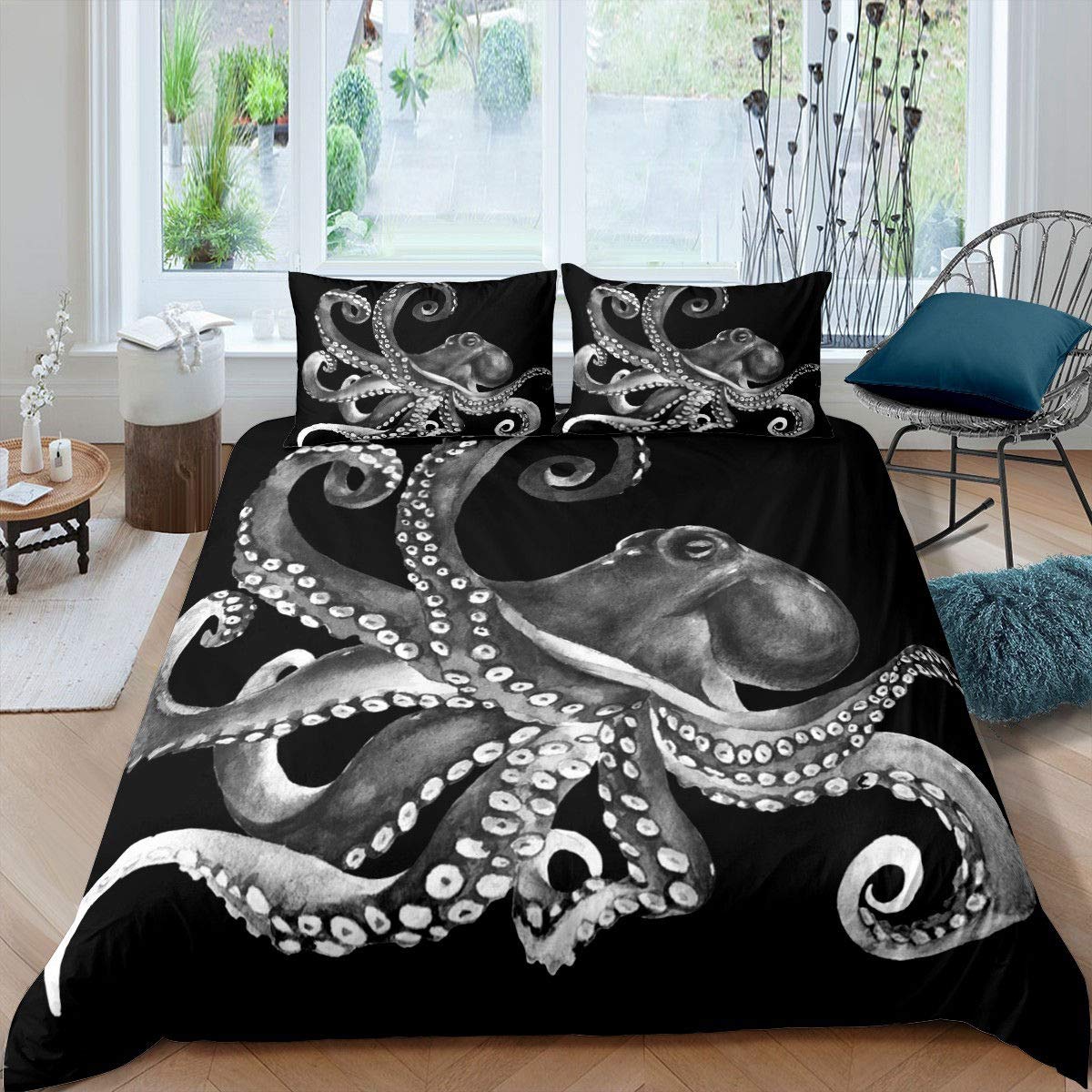 Octopus Duvet Cover Set Octopus Tentacles Bedding Set Nautical Ocean