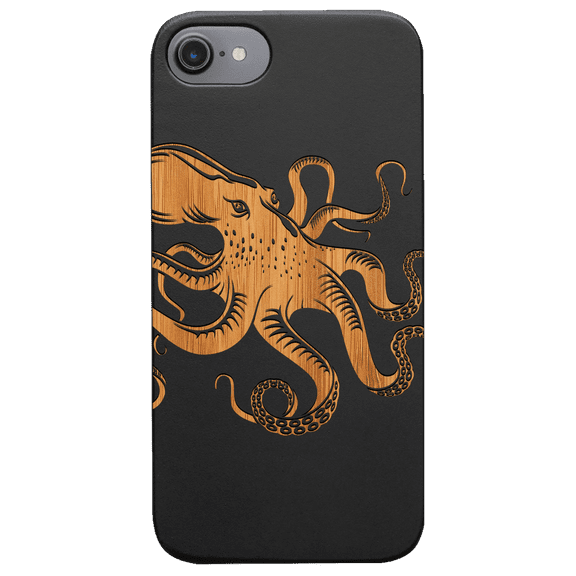 Octopus - Engraved Phone Model: iPhone 6/6S/7/8 Universal, Color: Black