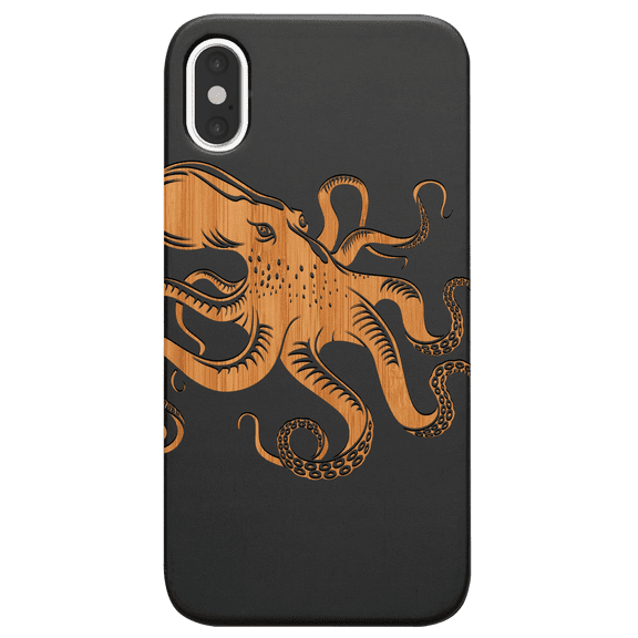 Octopus - Engraved Phone Model: iPhone Xs Max, Color: Black