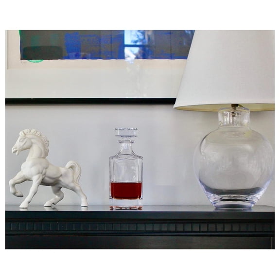 Octopus Engraved Whiskey Decanter - 26oz Square Crystal Decanter with Crystal Stopper for Whiskey, Bourbon, Brandy,