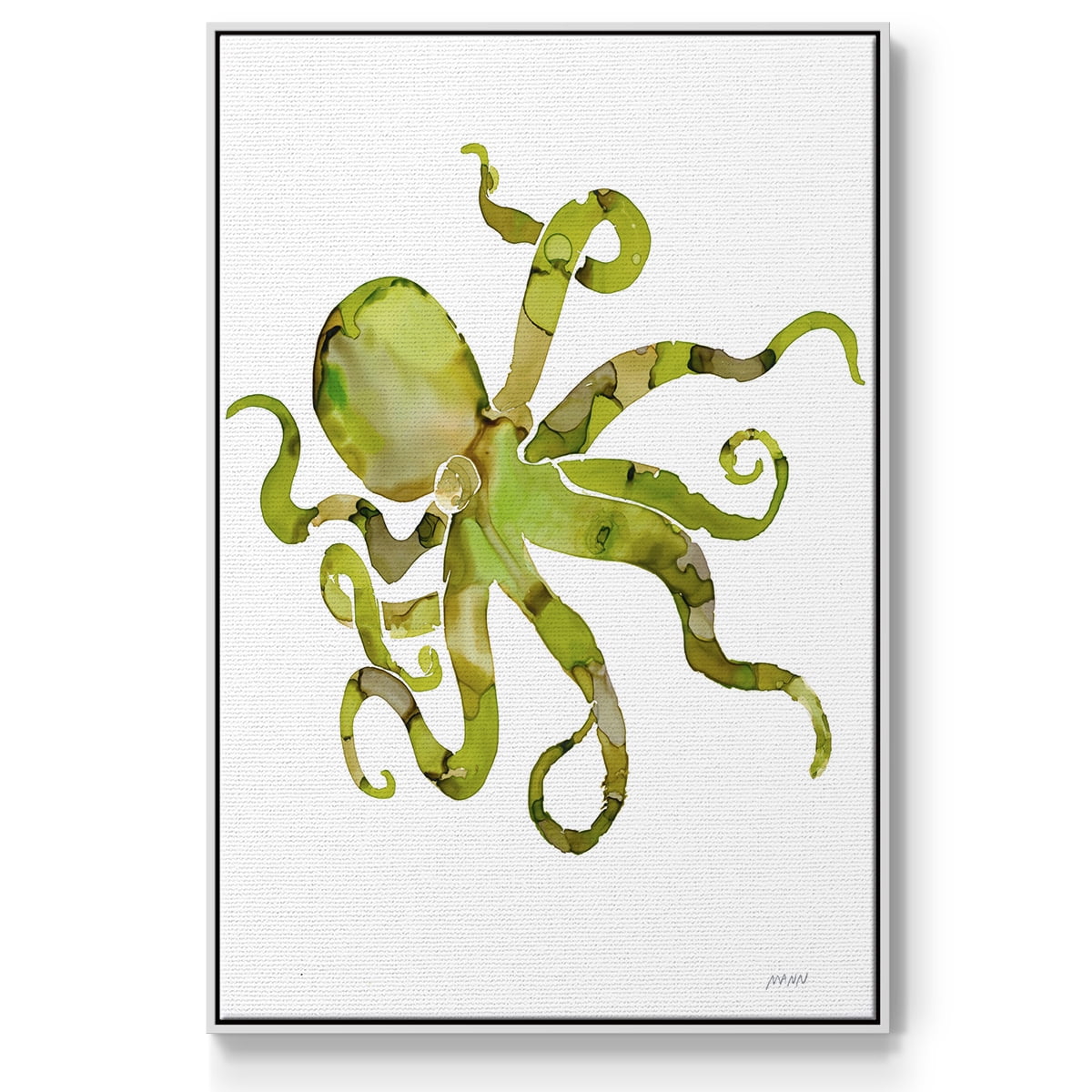 Octopus Framed Premium Gallery Wrapped Canvas - Ready to Hang - 27 x 41 - White Floating Frame