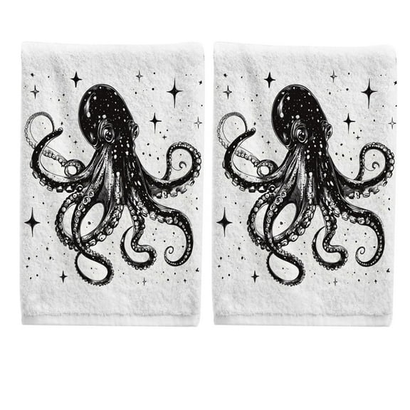 Ryvnso Octopus Hand Towels Set for Bathroom Cotton Face Towel Decorative 15.5x29.5 inch