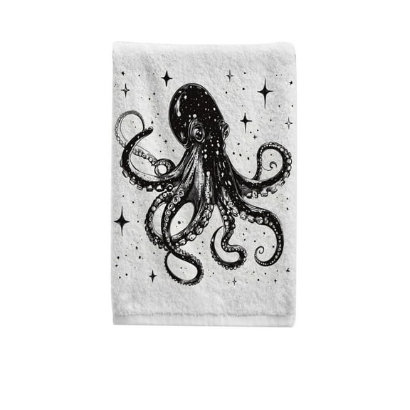 Octopus Hand Towels for Bathroom Cotton Face Towel Decorative 15.5x29.5 inch