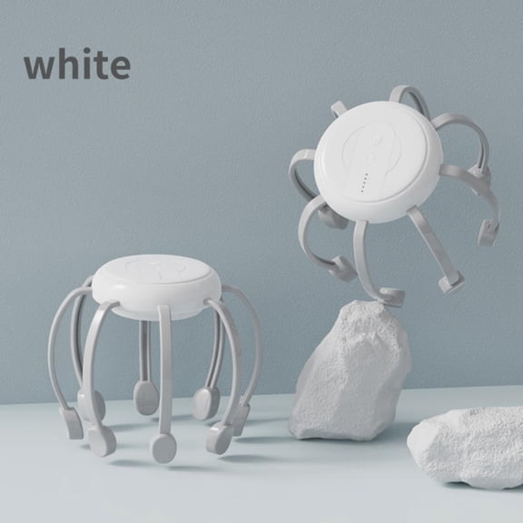 Octopus Head Massager - Intelligent Electric Massage Claw with Adjustable Speed, Soft Silicone Prongs, Durable Ergonomic Design, Head Relaxation Stress Relief Home Office Use, 5.91*5.91in, White