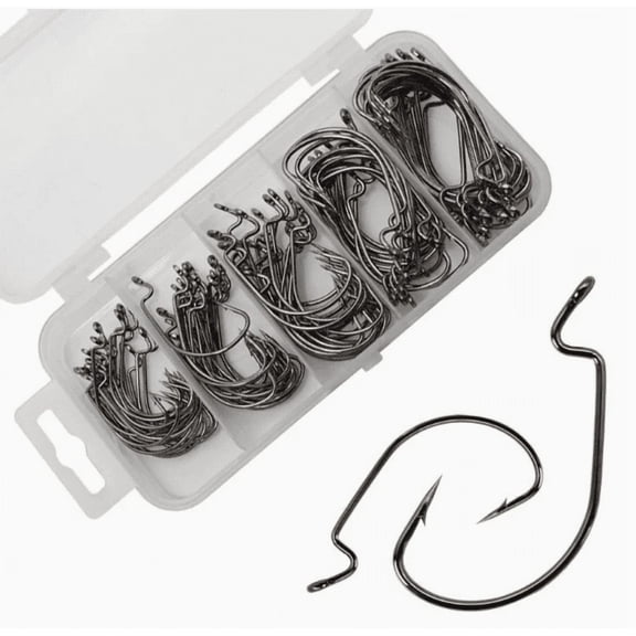 Octopus Hook Fishing Hooks High Carbon Steel Offset Circle Hooks for Freshwater Saltwater for Bass Trout Catfish,50Pcs