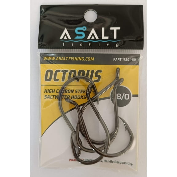 Octopus Hooks High Carbon Steel Black Nickel Coated Size 2/0
