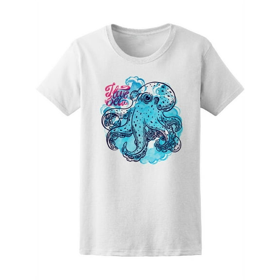 Octopus In A Blue Stain T-Shirt Women -Image by Shutterstock, Female Small