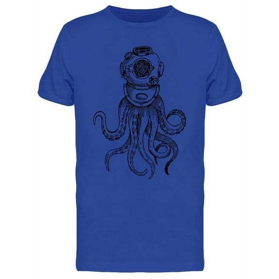 Octopus In A Retro Diving Suit T-Shirt Men -Image by Shutterstock, Male x-Large