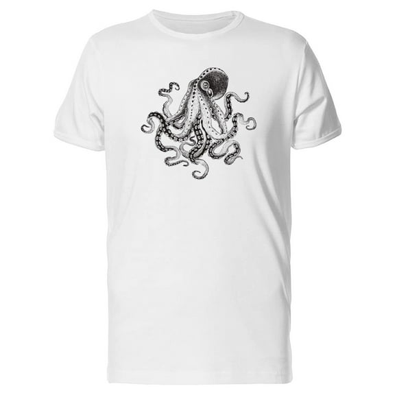 Octopus In B&W Sketch T-Shirt Men -Image by Shutterstock, Male Medium