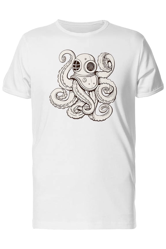 Octopus In Diving Helmet T-Shirt Men -Image by Shutterstock, Male Medium