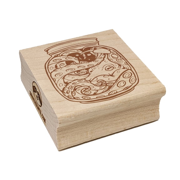 Octopus In Jar Square Rubber Stamp Stamping Scrapbooking Crafting - Small 1.25in