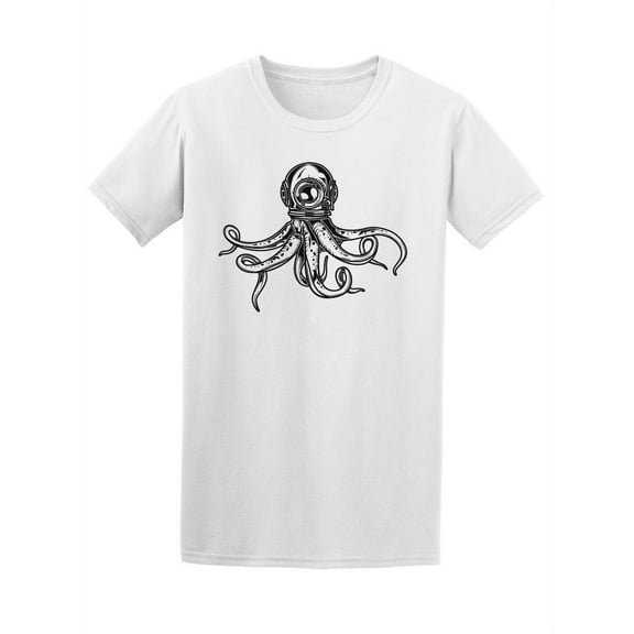 Octopus Inside A Diving Helmet T-Shirt Men -Image by Shutterstock, Male Large