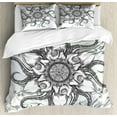 thumbnail image 1 of Octopus King Size Duvet Cover Set, Trippy Nautical Mandala Abstract Artwork with Tentacle and Floral Elements Design, Decorative 3 Piece Bedding Set with 2 Pillow Shams, Grey White, by Ambesonne, 1 of 3