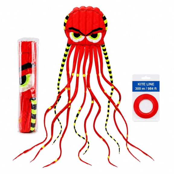 Octopus Kite 26 ft Large Parafoil Kite with 1000D String for Beach Park Outdoor Flying
