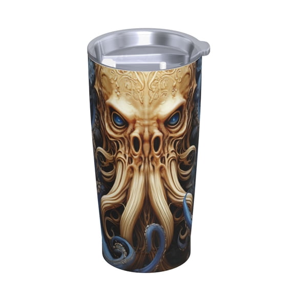 Octopus Kraken Monster Art Vintage Stainless Steel Tumbler with Lid and Straw 20oz Vacuum Insulated Travel Mug for Hot & Cold Drinks Coffee Wine Water Cup