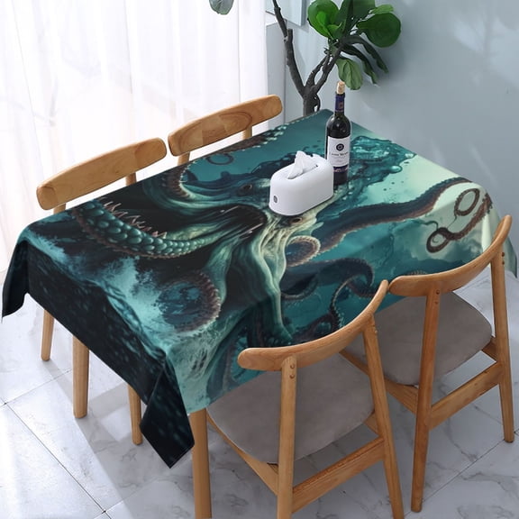 Octopus Kraken Monster Ocean Art Rectangular Tablecloth 54"x 72" Waterproof Rectangle Table Cover Cloth for Kitchen Dining Room Picnic Home Party