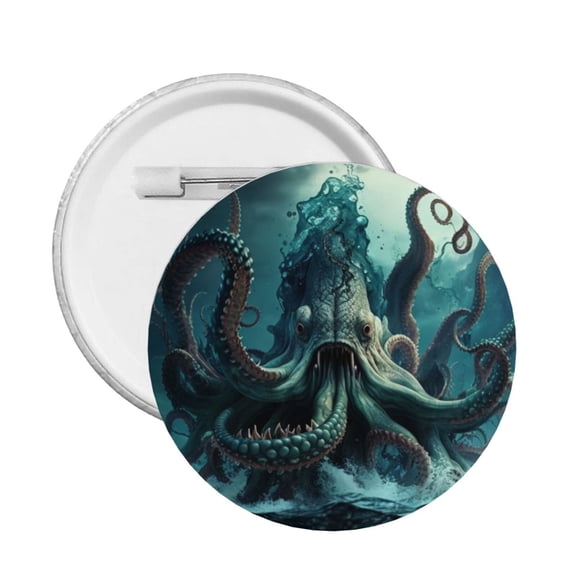 Octopus Kraken Monster Ocean Art Round Button Pin Badge 5PCS Pinback Buttons Lapel Pin for Jacket, Backpack, Hat, Party Favor, Gift