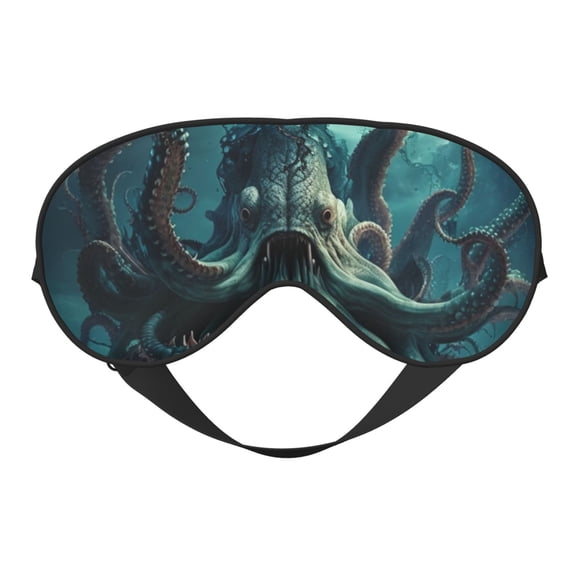 Octopus Kraken Monster Ocean Art Soft Faux Silk Sleep Mask, Eye Mask, Reversible Double-Sided for Travel, Shift Work, Meditation