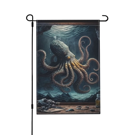 Octopus Kraken Monster Vintage Cool Garden Flag Outdoor House Flags 12 X 18 Inch Banner Yard Home Decoration