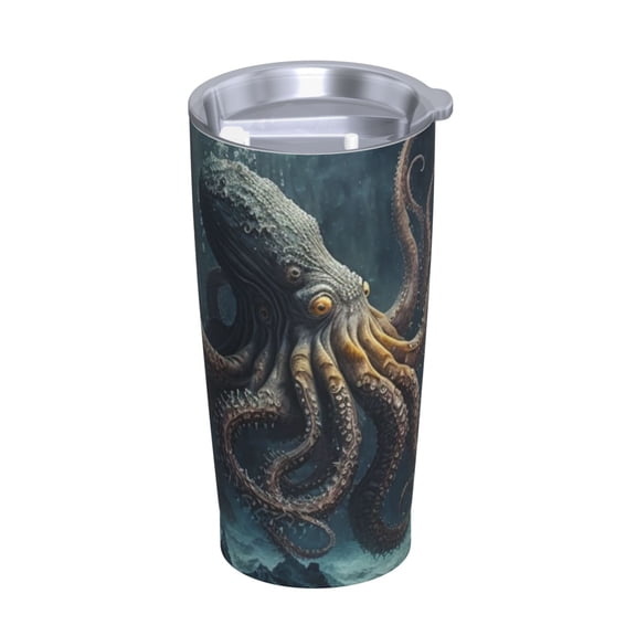 Octopus Kraken Monster Vintage Cool Stainless Steel Tumbler with Lid and Straw 20oz Vacuum Insulated Travel Mug for Hot & Cold Drinks Coffee Wine Water Cup