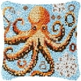 thumbnail image 1 of Octopus Latch Hook Pillow Cover Kits for DIY Handmade Throw Pillow Cross Stitch Latch Hook Pillowcase Rug Kits with Preprinted Color Pattern Canvas Crochet Yarn Kits 17''X 17''(bs136), 1 of 7