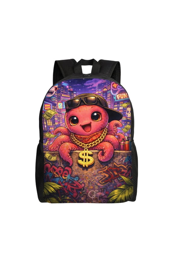 Octopus Lovers Backpack Full Front Print Travel Laptop Bag for Men and Women