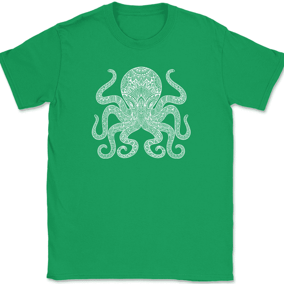 Octopus Mandala T-Shirt Deep Ocean Beautiful Pattern Gift Graphic Tee - Green, S