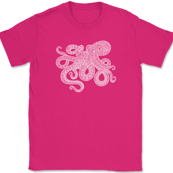 Octopus Mandala T-Shirt Deep Ocean Beautiful Pattern Gift Graphic Tee - Pink, 3XL