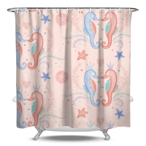 Octopus Marine Life Shower Curtain - Tropical Ocean Theme Water Resistant Fabric, Washable Reusable Bathroom Decor with Underwater Sea Creatures,84x72in
