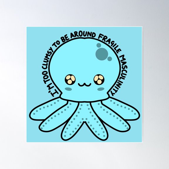 Octopus Masculinity Poster Wall Art, Modern Wall Decor For Living Room Bedroom, 17x17 UNFRAMED