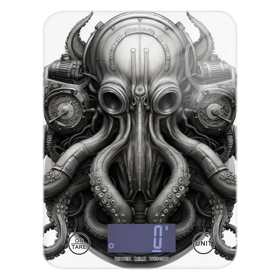Octopus Mask Food Scale Digital Kitchen Scale Waterproof Tempered Glass Tare Function 11 lb for Baking Cooking Meal Prep