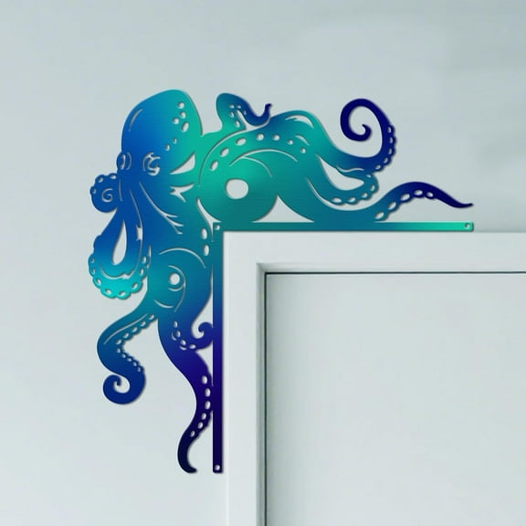 Octopus Metal Door Frame Decoration - Adorable Ocean Theme Door Topper Window Corner Wall Art Decor for DIY Making