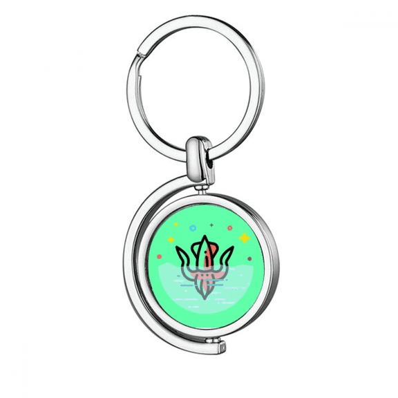 Octopus Mignon Animation Cuttlefish Rotating Keychain Metal Keyring Holder
